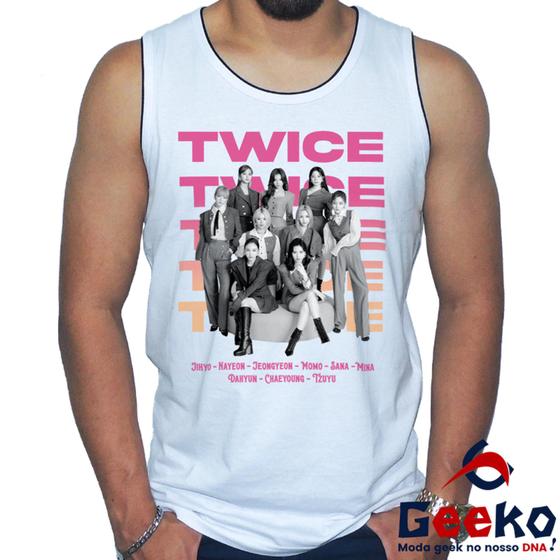 Imagem de Regata Twice 100% Algodão K-pop Once Banda Preto e Branco Camiseta Regata Geeko