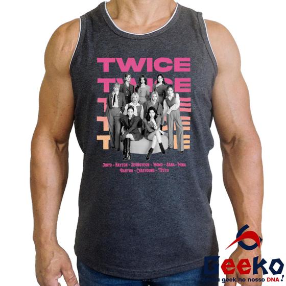 Imagem de Regata Twice 100% Algodão K-pop Once Banda Preto e Branco Camiseta Regata Geeko