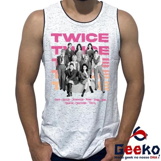 Imagem de Regata Twice 100% Algodão K-pop Once Banda Preto e Branco Camiseta Regata Geeko