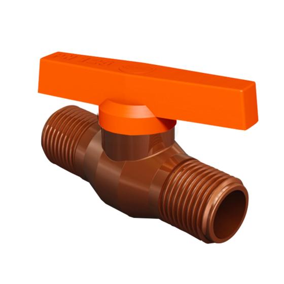 Imagem de Registro De Esfera Com Rosca Externa Pvc Marrom Com Bitola De 3/4" Com Sistema V.A.R Durín