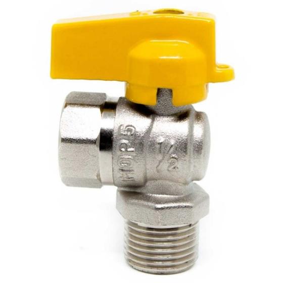 Imagem de Registro De Gás Esfera Angular 90 Rosca 1/2 Npt M/m Ou M/f