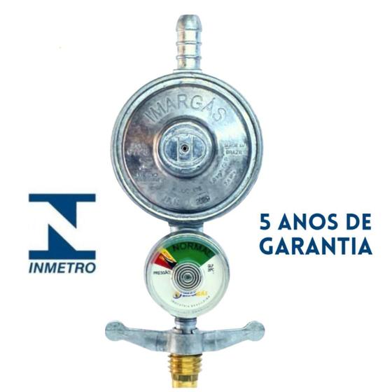 Imagem de Registro De Gas para Fogao Regulador de Cozinha Botijão 13Kg Com Manometro Visor para Forno