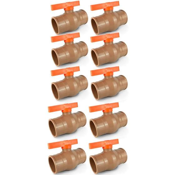 Imagem de Registro Esfera Soldável PVC 32mm (1'') Marrom - 10 Peças