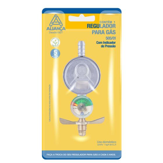 Registro Regulador De Gás Com Manômetro 505/01 Aliança - - ALIANCA ...