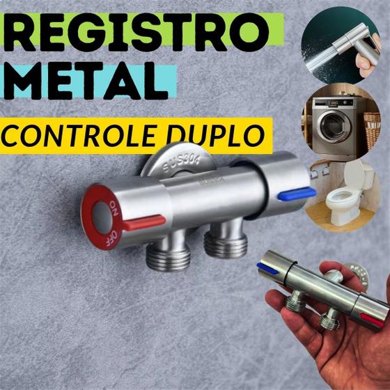 Imagem de Registro Válvula Tanque Máquina de Lavar Ducha Higiênica Duas Saídas 1/2" 