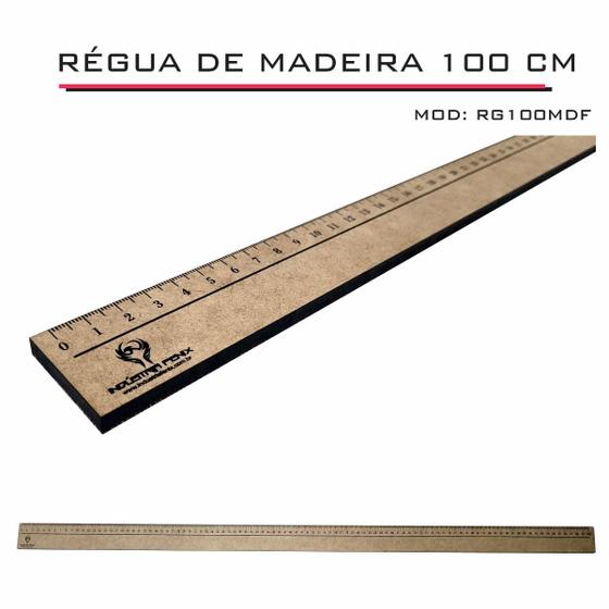 Imagem de Régua 100 cm Madeira Modelagem Estilista Corte Costura Fenix