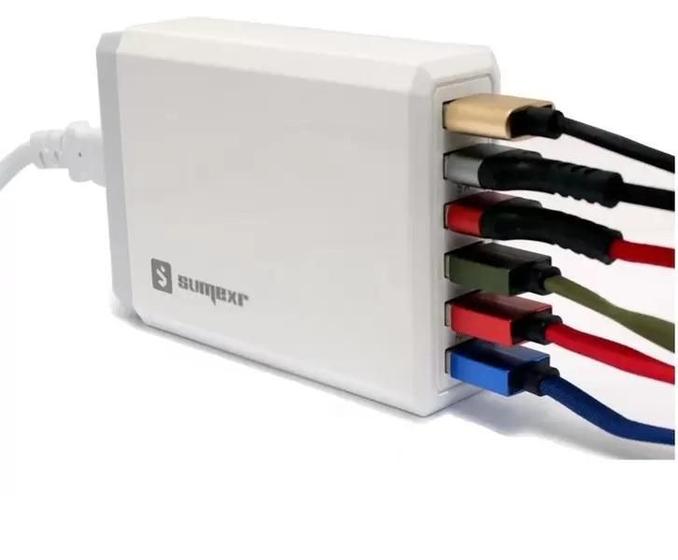 Imagem de Regua 6X Usb Carregador Tomada Hub 10A Turbo Rapido