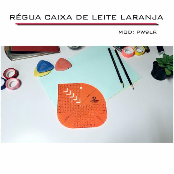 Imagem de Régua Caixa Leite Gabarito Patchwork PW9 15 cm Laranja Fenix