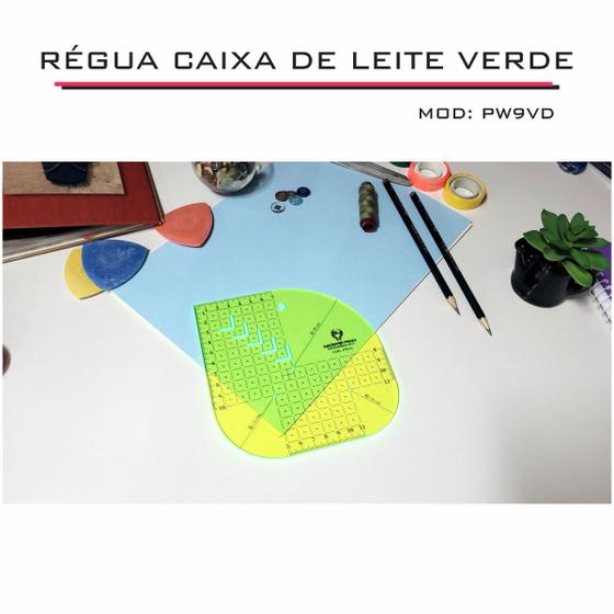 Imagem de Régua Caixa Leite Gabarito Patchwork PW9 15 cm Verde Fenix
