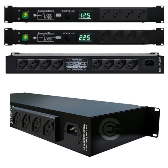 Regua de AC Profissional Padrão Rack 19'' Com 12 Tomadas 10A 2500W em ...