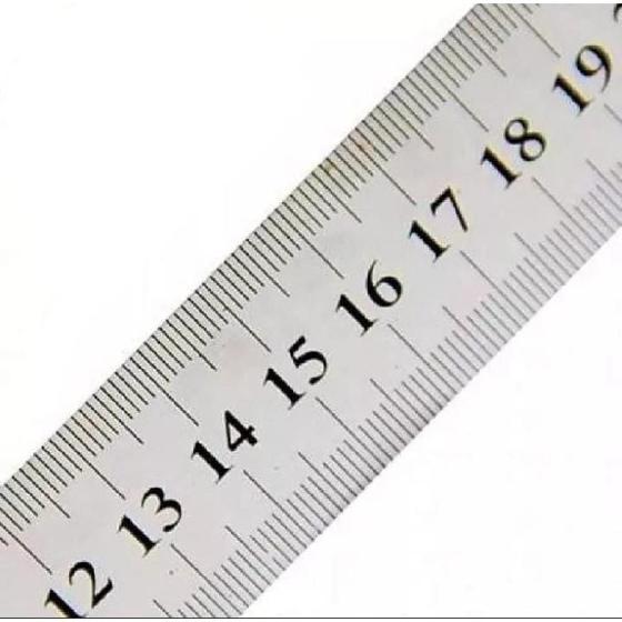 Imagem de Régua de aço inox 30 cm graduado em milímetros e polegadas profissional.