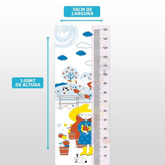 Imagem de Régua de crescimento infantil - colheita da maçã na fazendinha