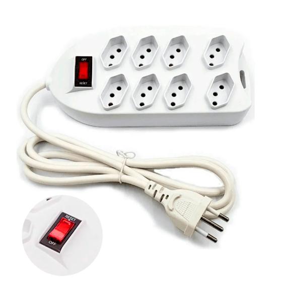 Régua de Energia 8 Saídas 110v/220v Bivolt com Cabo de 2 Metros Branco Perfeita para Diversos Equipamentos Menor preço em Régua de Energia 8 Saídas 110v/220v Bivolt com Cabo de 2 Metros Branco Perfeita para Diversos Equipamentos