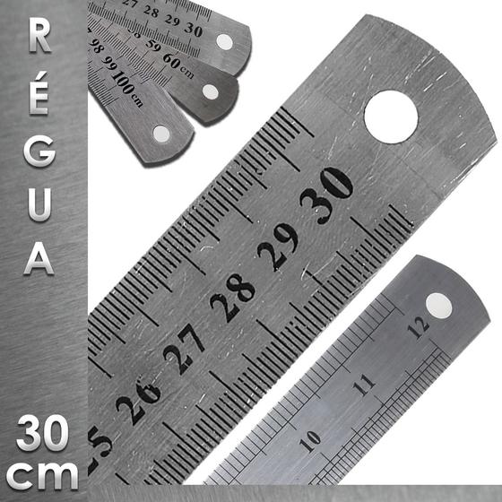 Imagem de Régua De Metal - Aço Inox - 30 Cm - Para Artesanato - Nybc