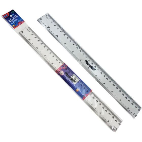 Imagem de Régua de Poliestireno Cristal 30CM com Embalagem Individual Pacote com 10