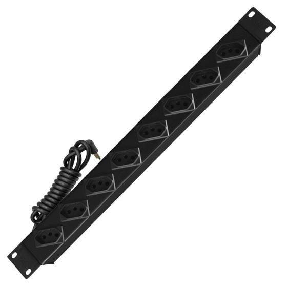 Imagem de Régua de Tomadas 08 Saídas 20A Padrão 19" NBR 2,5mm x 1,5m Cabo Curto - CALHA0122