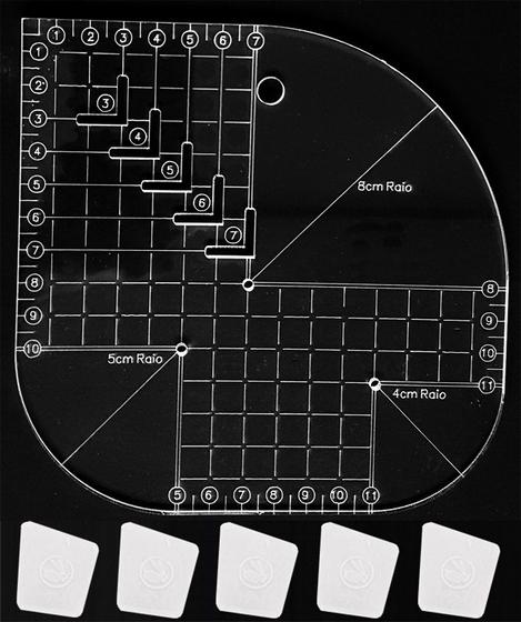 Imagem de Régua Gabarito Curvas Quadrado Caixa Leite Patchwork + Giz.