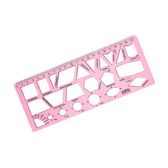 Regua Geometrica Rosa Com 10 Un 270039 - Maxcril - Régua Escolar ...