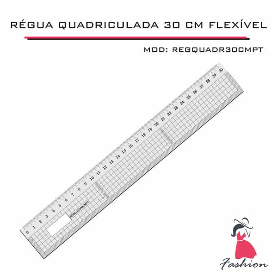 Imagem de Régua patchwork 30cm quadriculada costura modelagem flexível