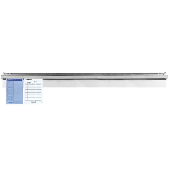 Imagem de Régua Porta Comandas de Parede para Restaurante 90cm Aço Inox com Esferas de Vidro Domama