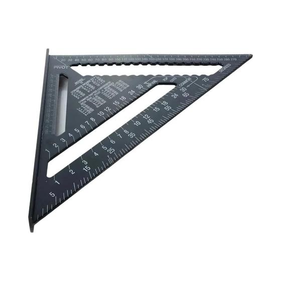 Imagem de Régua Triangular de Metal 7'' e 12'' - Transferidor e Esquadro para Carpinteiro