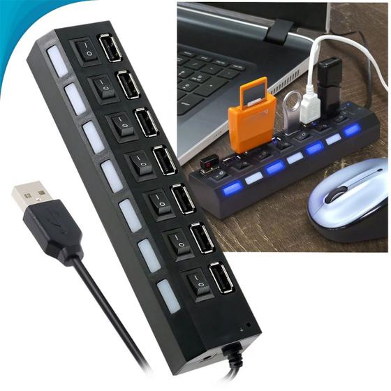 Imagem de Régua USB 7 Portas com Extensão e LED Dia Dos Pais