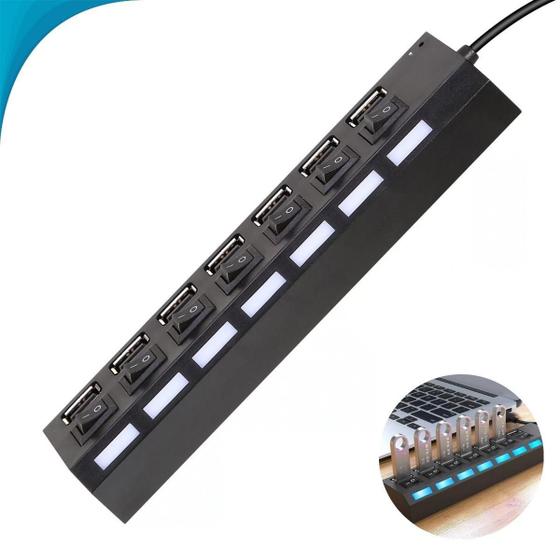 Imagem de Régua Usb 7 Portas Com Led E Extensor Dia Das Mães