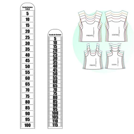 Imagem de Reguas corte escala de costura 1/3,3 e 1/2 acrílico 2 peças