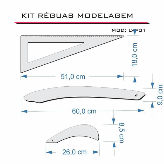 Imagem de Réguas Modelagem Corte Costura Pink Patchwork Scrapbook Kit