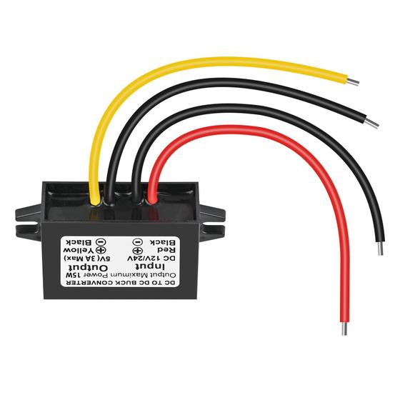 Imagem de Regulador de tensão DC-DC Buck 12V/24V a 5V 3A 15W à prova d'água