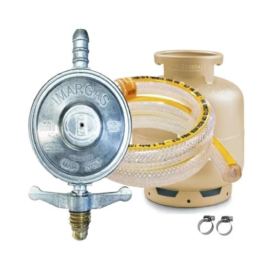 Imagem de Regulador Gás de Cozinha Kit Completo e Durável C/ Registro e Mangueira Fácil Instalação Botijão