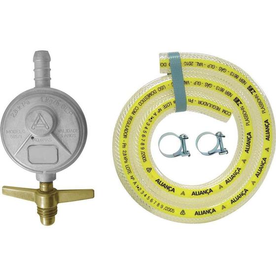 Imagem de Regulador para Gás Aliança 505/01 Pequeno com Mangueira 80cm