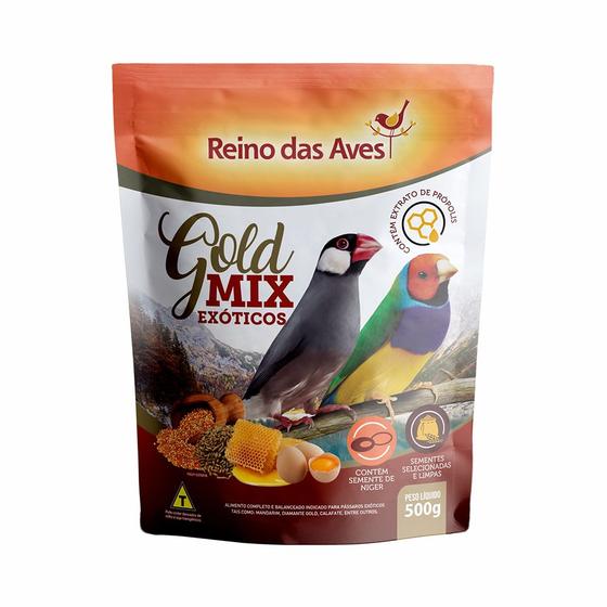 Imagem de Reino das Aves Gold Mix Exóticos Ração Pássaros 500g