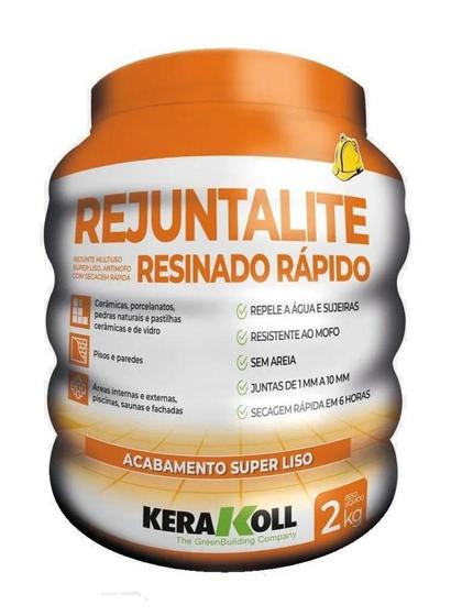 Imagem de Rejuntalite resinado rápido 2kg cerâmica porcelanato parede - Kerakoll