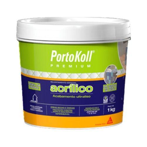 Imagem de Rejunte Acrílico Premium Portokoll Cor Marfim Pronto para Uso Cerâmica Porcelanato 1kg