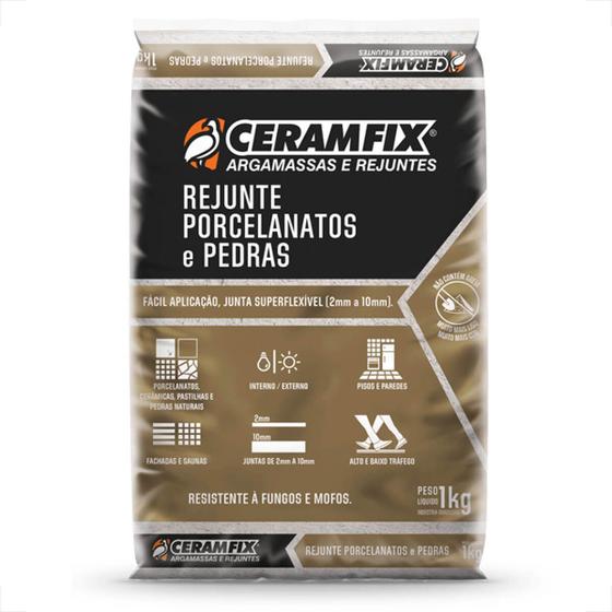 Imagem de Rejunte ceramfix porcelanatos e pedras 1kg branco