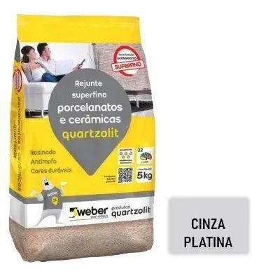 Imagem de Rejunte Porcelanato 5kg Quartzolit Cinza Platina