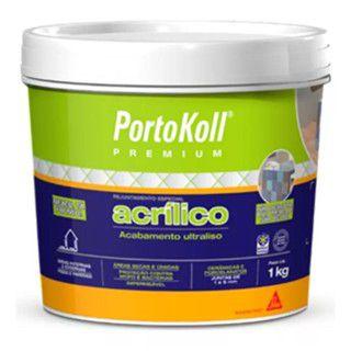 Imagem de rejunte premium acrilico branco balde 1KG sika portokoll acabamento ultraliso