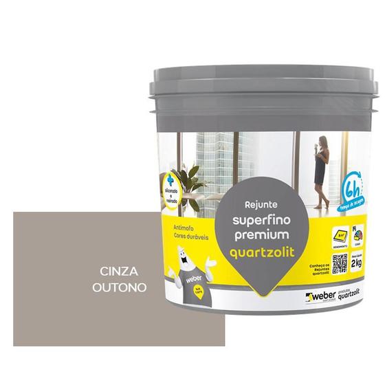 Imagem de Rejunte Superfino Premium Cinza Outono Preto 2Kg Quartzolit