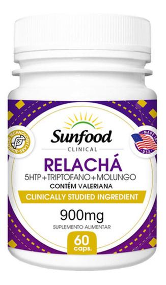 Relachá 5htp+triptofano+mulungu+valeriana 900mg 60 caps sunfood Menor preço em Relachá 5htp+triptofano+mulungu+valeriana 900mg 60 caps sunfood