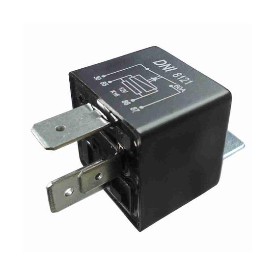 Imagem de Relé auxiliar 4 terminais 12v 80a2 largos relé selado, com resistor, com suporte