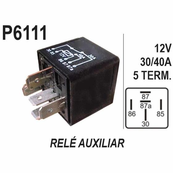 Imagem de RELE AUXILIAR para UNIVERSAL 12V 30/40AMP COM SUPORTE (5 SAI