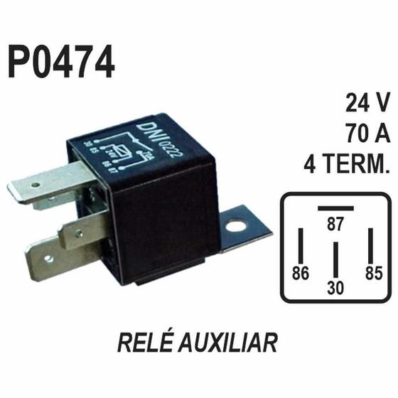 Imagem de RELE AUXILIAR para UNIVERSAL 24V 70AMP COM SUPORTE (4 SAIDAS