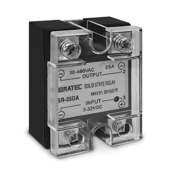 Imagem de Relé Estado Sólido Monofásico SSR 25A Controle 3 à 32Vcc Saída 30 à 480Vca Sibratec