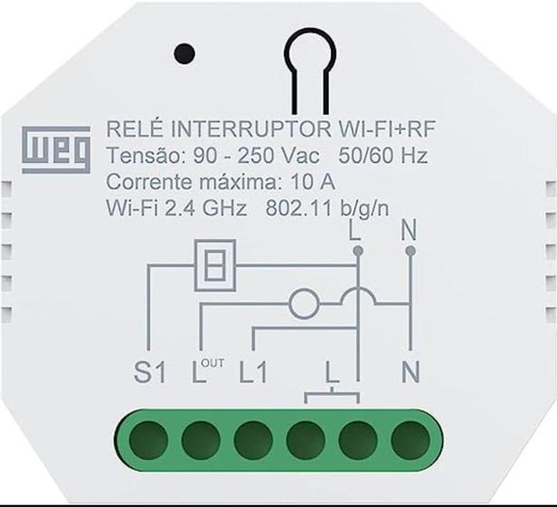 Imagem de Rele Interruptor 1 Canal Bivolt WI-FI + RF SMART WEG Home.