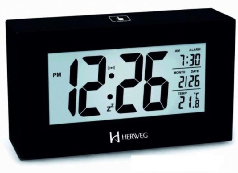 Imagem de Relógio 2972 Despertador Digital Preto Luz Led Sensor Herweg