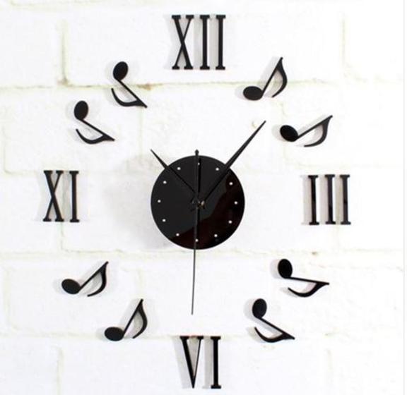 Imagem de Relógio Acrílico Notas Musicais Sala Quarto Estúdio Hall