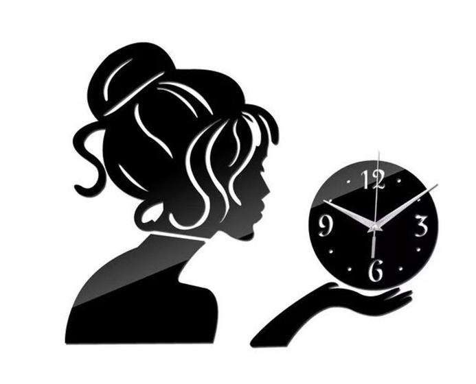 Imagem de Relógio Acrílico Parede Decorativo Escritório Mulher Sala
