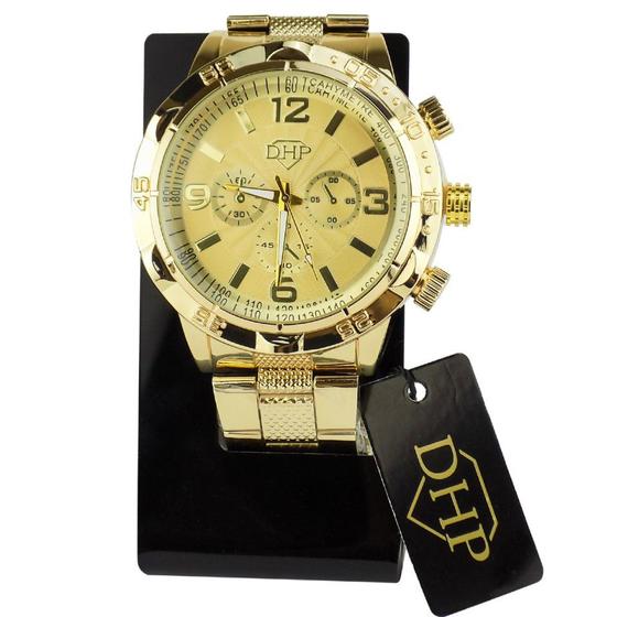 Relógio Analógico Dhp Masculino a Prova D'água em Aço Dourado - ed300 ...