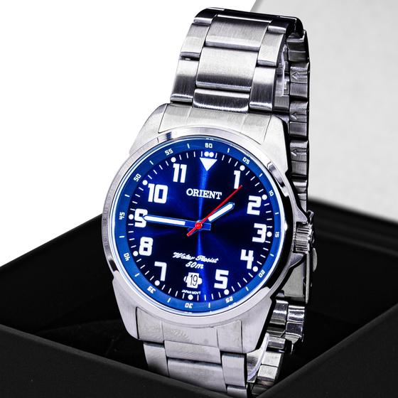 Relógio Analógico Masculino Orient Prata Azul Casual Original Prova D'água Garantia 1 ano Menor preço em Relógio Analógico Masculino Orient Prata Azul Casual Original Prova D'água Garantia 1 ano